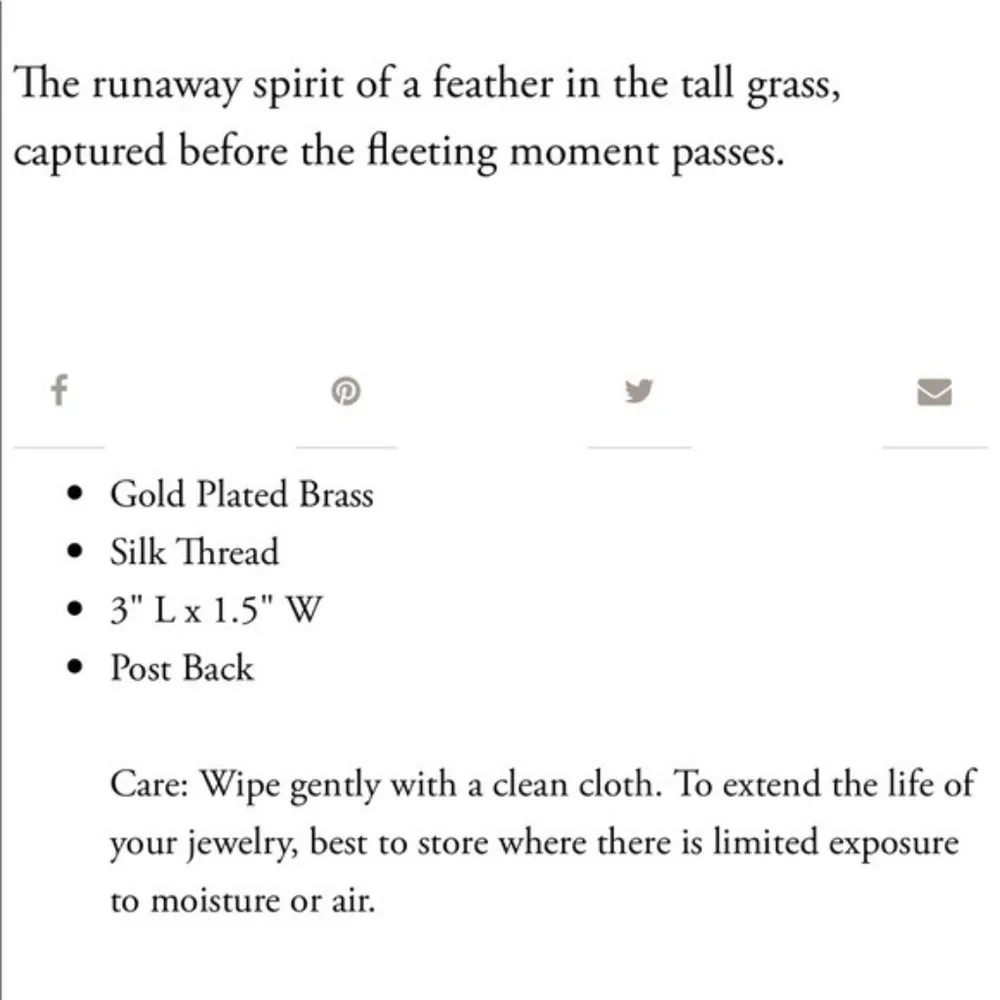 India Hicks Wild Side Golden Beach Feather Earrings.